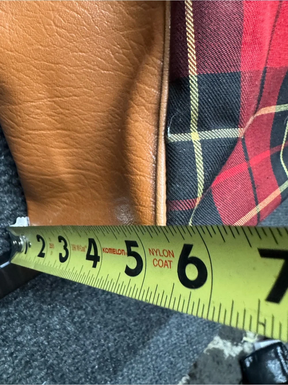 Vintage Plaid Red Canvas & Tan Leather  Bag